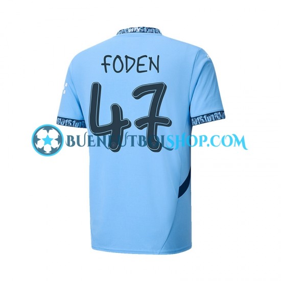 Camiseta de Fútbol Manchester City UCL Font FODEN 47 2024-2025 Primera Equipación Manga Corta Hombre