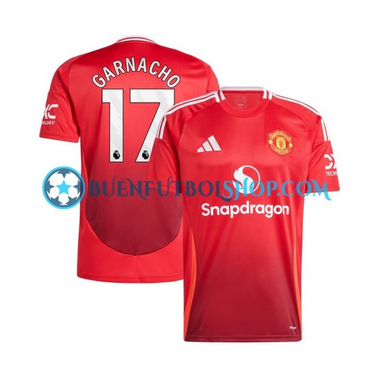 Camiseta de Fútbol Manchester United Alejandro Garnacho 17 2024-2025 Primera Equipación Rojo Manga Corta Hombre