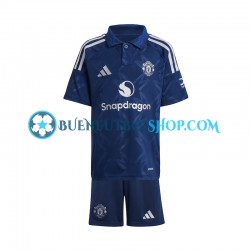 Camiseta de Fútbol Manchester United 2024-2025 Segunda Equipación Rojo Manga Corta Niño