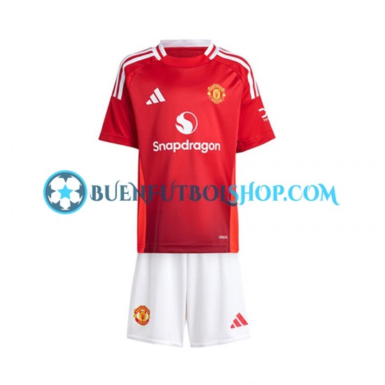 Camiseta de Fútbol Manchester United 2024-2025 Primera Equipación Rojo Manga Corta Niño