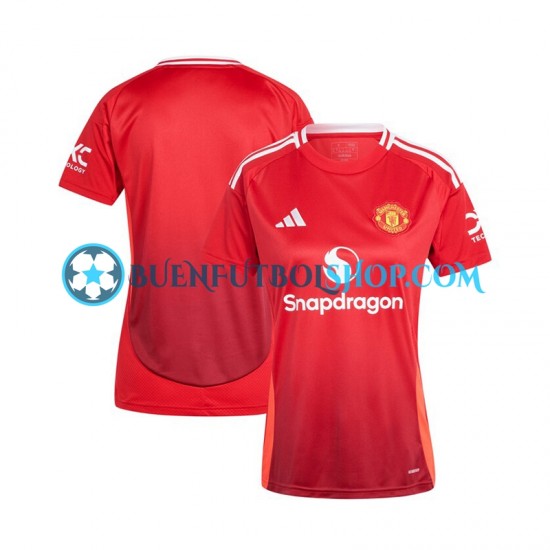 Camiseta de Fútbol Manchester United 2024-2025 Primera Equipación Rojo Manga Corta para Mujer