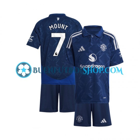 Camiseta de Fútbol Manchester United Mason Mount 7 2024-2025 Segunda Equipación Rojo Manga Corta Niño