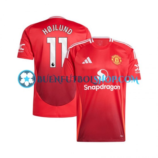 Camiseta de Fútbol Manchester United Rasmus Hojlund 11 2024-2025 Primera Equipación Rojo Manga Corta Hombre