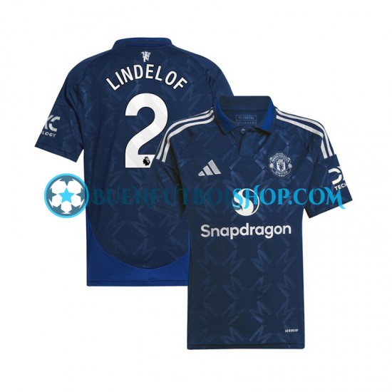 Camiseta de Fútbol Manchester United Victor Lindelof 2 2024-2025 Segunda Equipación Manga Corta Hombre