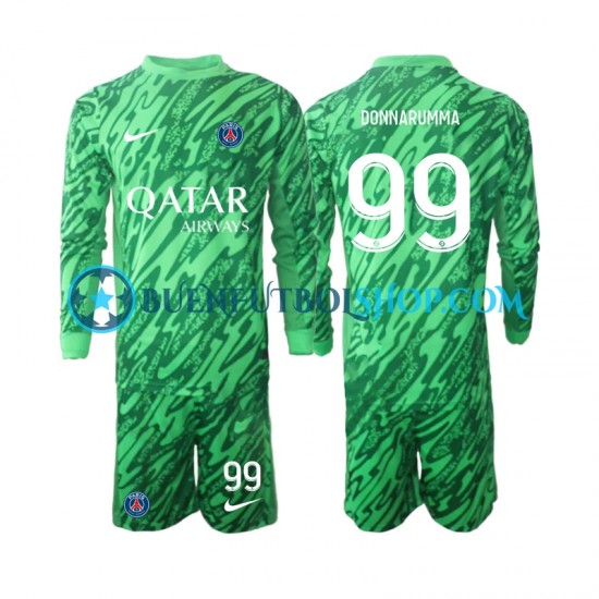 Camiseta de Fútbol Paris Saint-Germain Portero Gianluigi Donnarumma 99 2024-2025 Segunda Equipación Manga Larga Niño