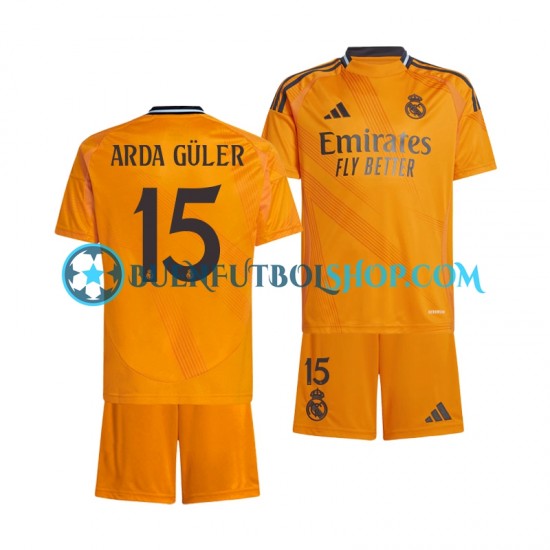 Camiseta de Fútbol Real Madrid Arda Guler 15 2024-2025 Segunda Equipación Manga Corta Niño