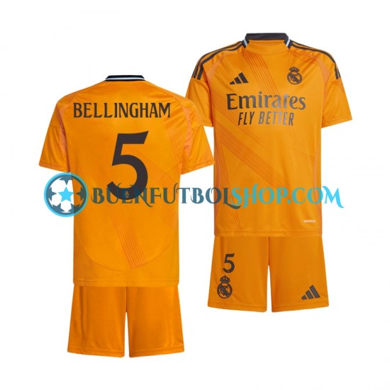 Camiseta de Fútbol Real Madrid BELLINGHAM 5 2024-2025 Segunda Equipación Manga Corta Niño