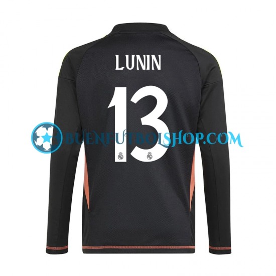 Camiseta de Fútbol Real Madrid Portero Andriy Lunin 13 2024-2025 Segunda Equipación Azul Manga Larga Hombre