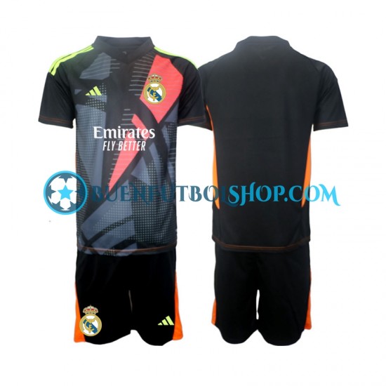 Camiseta de Fútbol Real Madrid Portero 2024-2025 Segunda Equipación Negro Manga Corta Niño