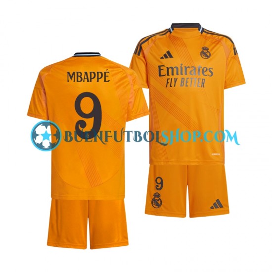 Camiseta de Fútbol Real Madrid Mbappe 9 2024-2025 Segunda Equipación Manga Corta Niño