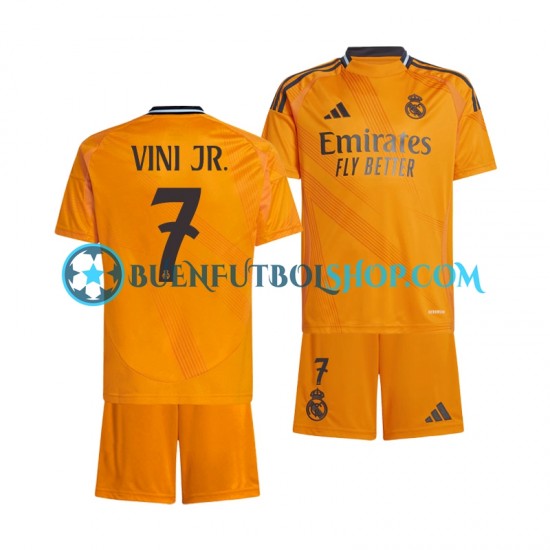 Camiseta de Fútbol Real Madrid VINI JR 7 2024-2025 Segunda Equipación Manga Corta Niño