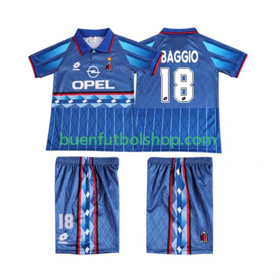 Camiseta de Fútbol AC Milan BAGGIO 18 Retro 1995 1996 Segunda Equipación Manga Corta Niño Camiseta de Fútbol AC Milan BAGGIO 18 Retro 1995 1996 Segunda Equipación Manga Corta Niño