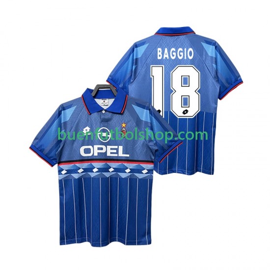 Camiseta de Fútbol AC Milan BAGGIO 18 Retro 1995 1996 Segunda Equipación Manga Corta Hombre Camiseta de Fútbol AC Milan BAGGIO 18 Retro 1995 1996 Segunda Equipación Manga Corta Hombre