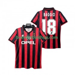 Camiseta de Fútbol AC Milan BAGGIO 18 Retro 1995 1996 Primera Equipación Manga Corta Hombre