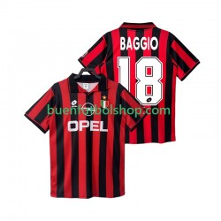 Camiseta de Fútbol AC Milan BAGGIO 18 Retro 1996 1997 Primera Equipación Manga Corta Hombre