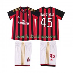 Camiseta de Fútbol AC Milan BALOTELL 45 Retro 2013 2014 Primera Equipación Manga Corta Niño