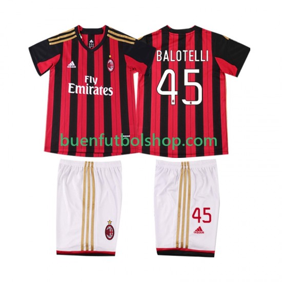 Camiseta de Fútbol AC Milan BALOTELL 45 Retro 2013 2014 Primera Equipación Manga Corta Niño Camiseta de Fútbol AC Milan BALOTELL 45 Retro 2013 2014 Primera Equipación Manga Corta Niño