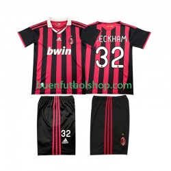 Camiseta de Fútbol AC Milan BECKHAM 32 Retro 2009 2010 Primera Equipación Manga Corta Niño