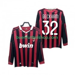 Camiseta de Fútbol AC Milan BECKHAM 32 Retro 2009 2010 Primera Equipación Manga Larga Hombre