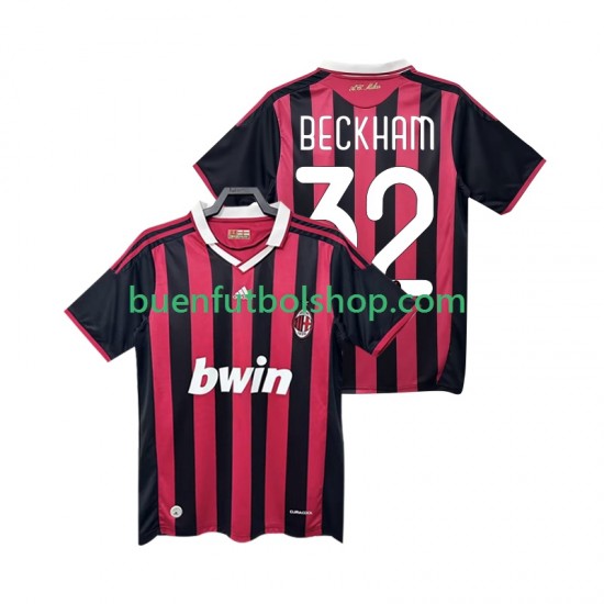 Camiseta de Fútbol AC Milan BECKHAM 32 Retro 2009 2010 Primera Equipación Manga Corta Hombre