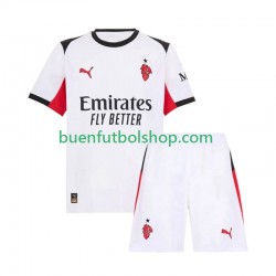 Camiseta de Fútbol AC Milan 2025-2026 Segunda Equipación Manga Corta Niño