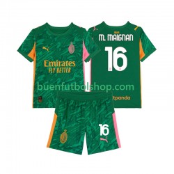 Camiseta de Fútbol AC Milan Portero Mike Maignan 16 2025-2026 Segunda Equipación Manga Corta Niño