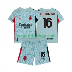 Camiseta de Fútbol AC Milan Portero Mike Maignan 16 2025-2026 Primera Equipación Manga Corta Niño