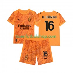 Camiseta de Fútbol AC Milan Portero Mike Maignan 16 2025-2026 Tercera Equipación Manga Corta Niño