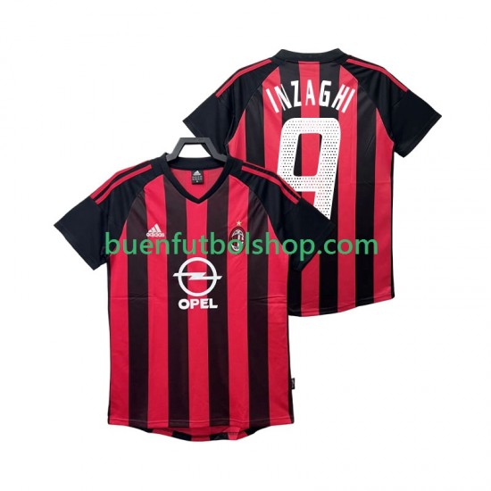 Camiseta de Fútbol AC Milan INZAGHI 9 Retro 2002 2003 Primera Equipación Manga Corta Hombre Camiseta de Fútbol AC Milan INZAGHI 9 Retro 2002 2003 Primera Equipación Manga Corta Hombre