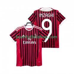 Camiseta de Fútbol AC Milan INZAGHI 9 Retro 2011 2012 Primera Equipación Manga Corta Hombre