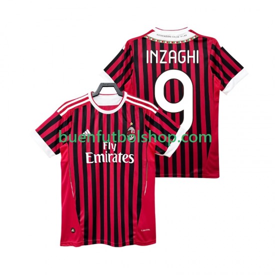 Camiseta de Fútbol AC Milan INZAGHI 9 Retro 2011 2012 Primera Equipación Manga Corta Hombre Camiseta de Fútbol AC Milan INZAGHI 9 Retro 2011 2012 Primera Equipación Manga Corta Hombre