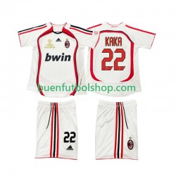 Camiseta de Fútbol AC Milan KAKA 22 Retro 2006 2007 Segunda Equipación Manga Corta Niño