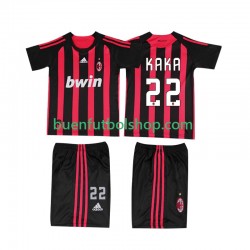 Camiseta de Fútbol AC Milan KAKA 22 Retro 2008 2009 Primera Equipación Manga Corta Niño