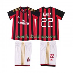 Camiseta de Fútbol AC Milan KAKA 22 Retro 2013 2014 Primera Equipación Manga Corta Niño