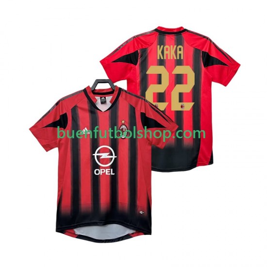 Camiseta de Fútbol AC Milan KAKA 22 Retro 2004 2005 Primera Equipación Manga Corta Hombre Camiseta de Fútbol AC Milan KAKA 22 Retro 2004 2005 Primera Equipación Manga Corta Hombre