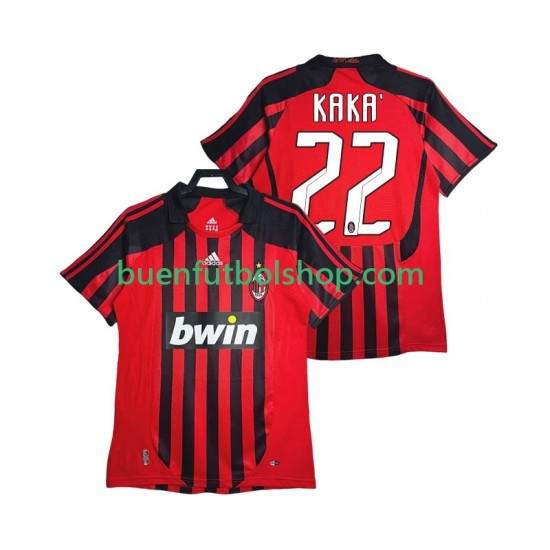 Camiseta de Fútbol AC Milan KAKA 22 Retro 2007 2008 Primera Equipación Manga Corta Hombre Camiseta de Fútbol AC Milan KAKA 22 Retro 2007 2008 Primera Equipación Manga Corta Hombre