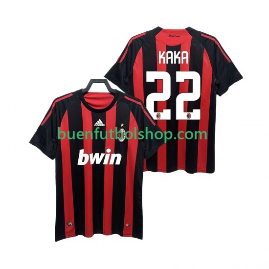 Camiseta de Fútbol AC Milan KAKA 22 Retro 2008 2009 Primera Equipación Manga Corta Hombre Camiseta de Fútbol AC Milan KAKA 22 Retro 2008 2009 Primera Equipación Manga Corta Hombre