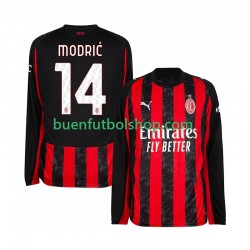 Camiseta de Fútbol AC Milan Luca Modric 14 2025-2026 Primera Equipación Manga Larga Hombre