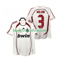 Camiseta de Fútbol AC Milan MALDINI 3 Retro 2006 2007 Segunda Equipación Manga Corta Hombre