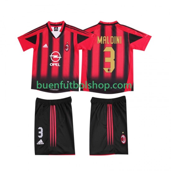 Camiseta de Fútbol AC Milan MALDINI 3 Retro 2004 2005 Primera Equipación Manga Corta Niño Camiseta de Fútbol AC Milan MALDINI 3 Retro 2004 2005 Primera Equipación Manga Corta Niño