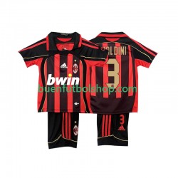 Camiseta de Fútbol AC Milan MALDINI 3 Retro 2006 2007 Primera Equipación Manga Corta Niño