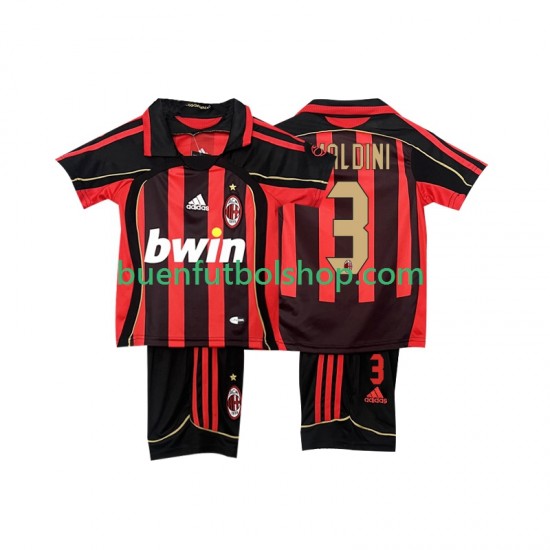 Camiseta de Fútbol AC Milan MALDINI 3 Retro 2006 2007 Primera Equipación Manga Corta Niño Camiseta de Fútbol AC Milan MALDINI 3 Retro 2006 2007 Primera Equipación Manga Corta Niño
