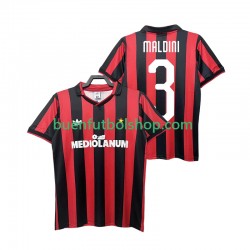 Camiseta de Fútbol AC Milan MALDINI 3 Retro 1990 1991 Primera Equipación Manga Corta Hombre