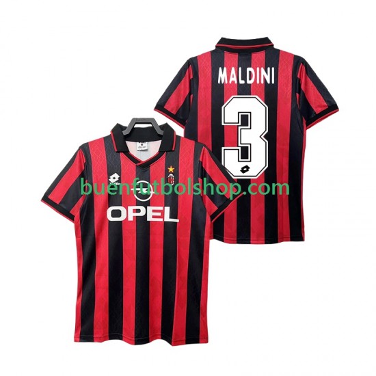 Camiseta de Fútbol AC Milan MALDINI 3 Retro 1995 1996 Primera Equipación Manga Corta Hombre Camiseta de Fútbol AC Milan MALDINI 3 Retro 1995 1996 Primera Equipación Manga Corta Hombre