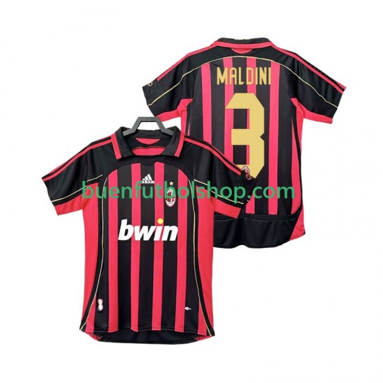 Camiseta de Fútbol AC Milan MALDINI 3 Retro 2006 2007 Primera Equipación Manga Corta Hombre Camiseta de Fútbol AC Milan MALDINI 3 Retro 2006 2007 Primera Equipación Manga Corta Hombre