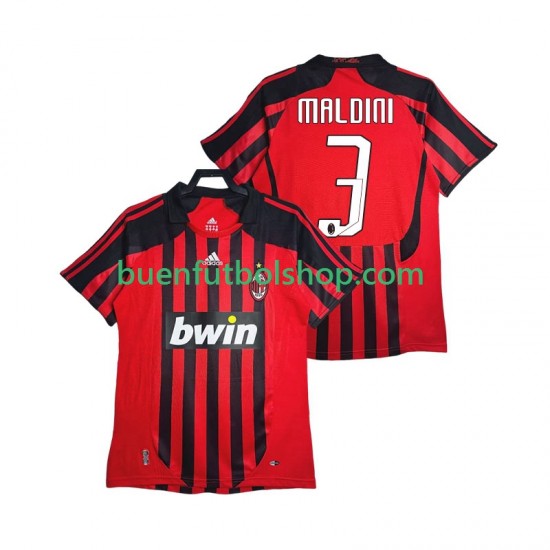 Camiseta de Fútbol AC Milan MALDINI 3 Retro 2007 2008 Primera Equipación Manga Corta Hombre Camiseta de Fútbol AC Milan MALDINI 3 Retro 2007 2008 Primera Equipación Manga Corta Hombre
