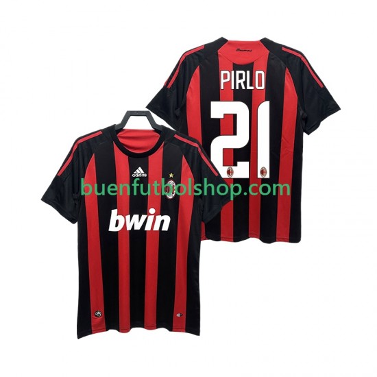 Camiseta de Fútbol AC Milan RIRLO 21 Retro 2008 2009 Primera Equipación Manga Corta Hombre Camiseta de Fútbol AC Milan RIRLO 21 Retro 2008 2009 Primera Equipación Manga Corta Hombre