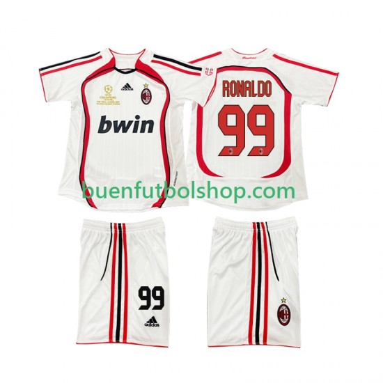Camiseta de Fútbol AC Milan RONALDO 9 Retro 2006 2007 Segunda Equipación Manga Corta Niño Camiseta de Fútbol AC Milan RONALDO 9 Retro 2006 2007 Segunda Equipación Manga Corta Niño