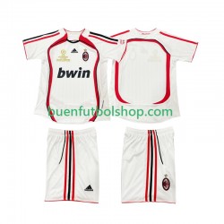 Camiseta de Fútbol AC Milan Retro 2006 2007 Segunda Equipación Manga Corta Niño