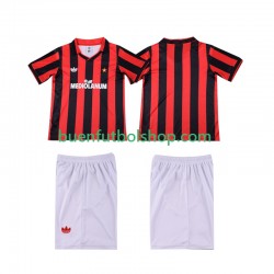 Camiseta de Fútbol AC Milan Retro 1990 1991 Primera Equipación Manga Corta Niño